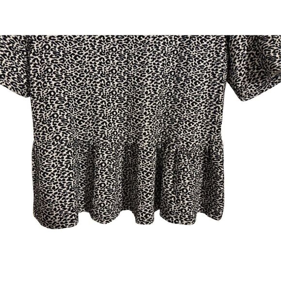 Brand New Anthropologie Maeve Peplum Scoop Neck Leopard Print Black White Tank - Picture 10 of 14